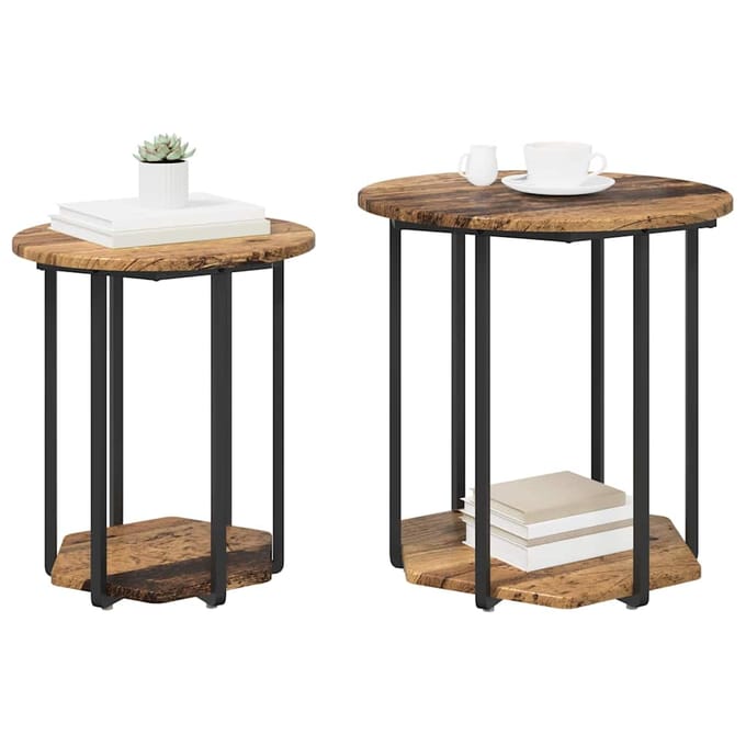 vidaXL Bijzettafelset 2 st Bruin 50 x 50 x 50,5 cm