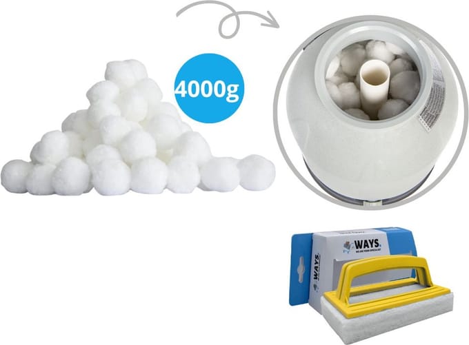 Flowclear Polysphere Filterbollen - 4000 gram & WAYS scrubborstel