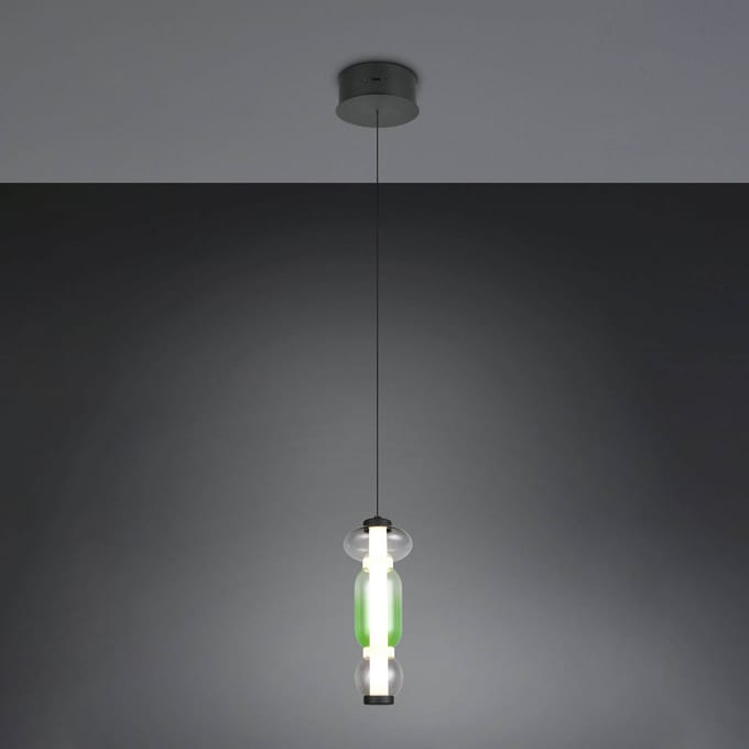 Trio Lighting LED hanglamp Minerva, Ø 15 cm, kleurrijk, glas, CCT, dimbaar