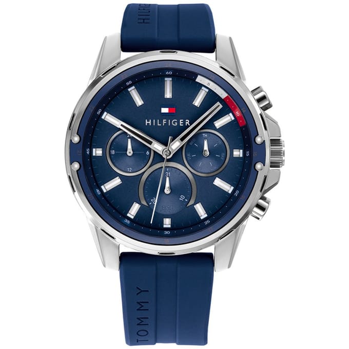 Tommy Hilfiger - 1791791 - Horloge - Mannen - Blauw- Rubber - Ø 45 mm