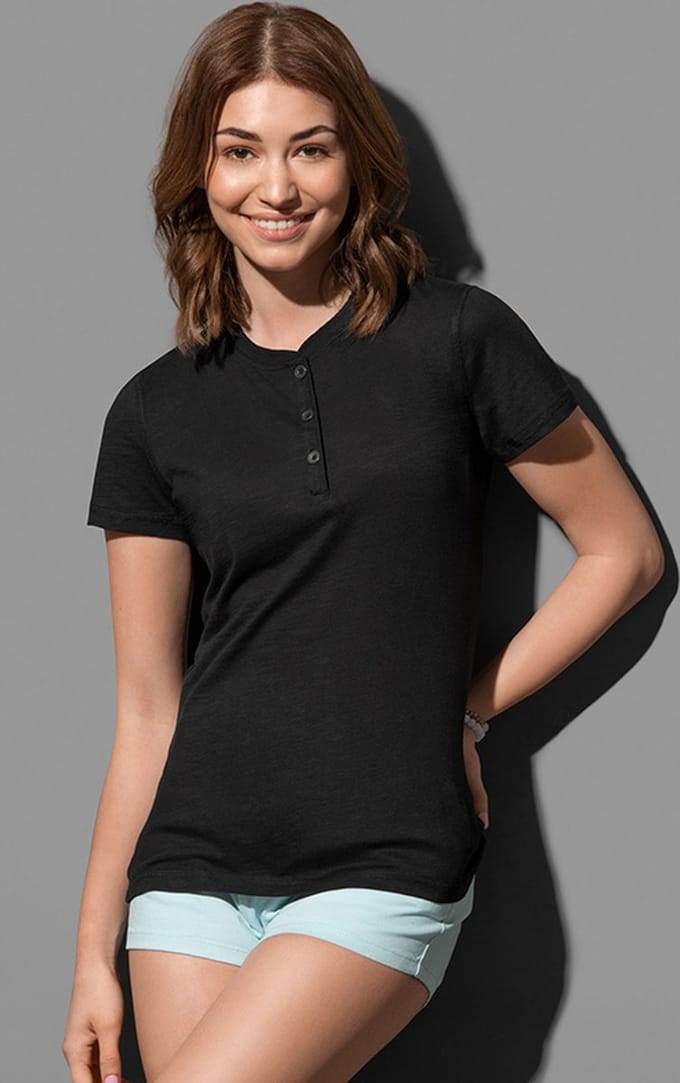 Stedman Sharon Henley T-Shirt Women S9530 - BLACK OPAL - M