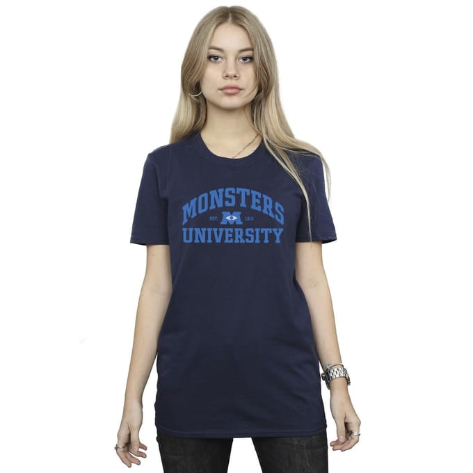 Disney Dames/Dames Monsters University Logo Boyfriend T-shirt (Marineblauw)