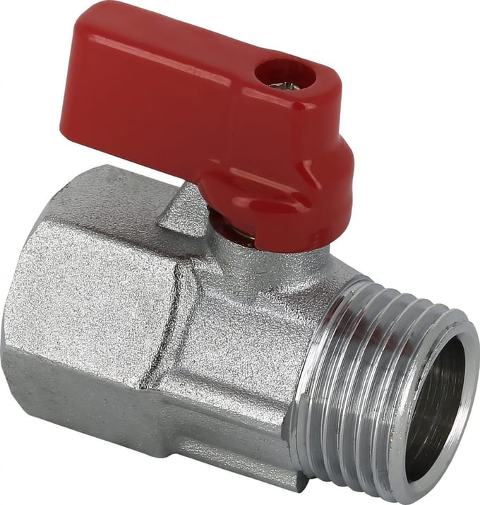 Bonfix Minikogelkraan met rode knop buitendraad x binnendraad 1/2inch x 1/2inch
