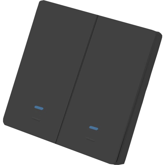 Wi-Fi Smart Switch Lichtschakelaar Drukknop Spraakbesturing, Afstandsbediening, Touch Control Compatibel 2 Gang zwart