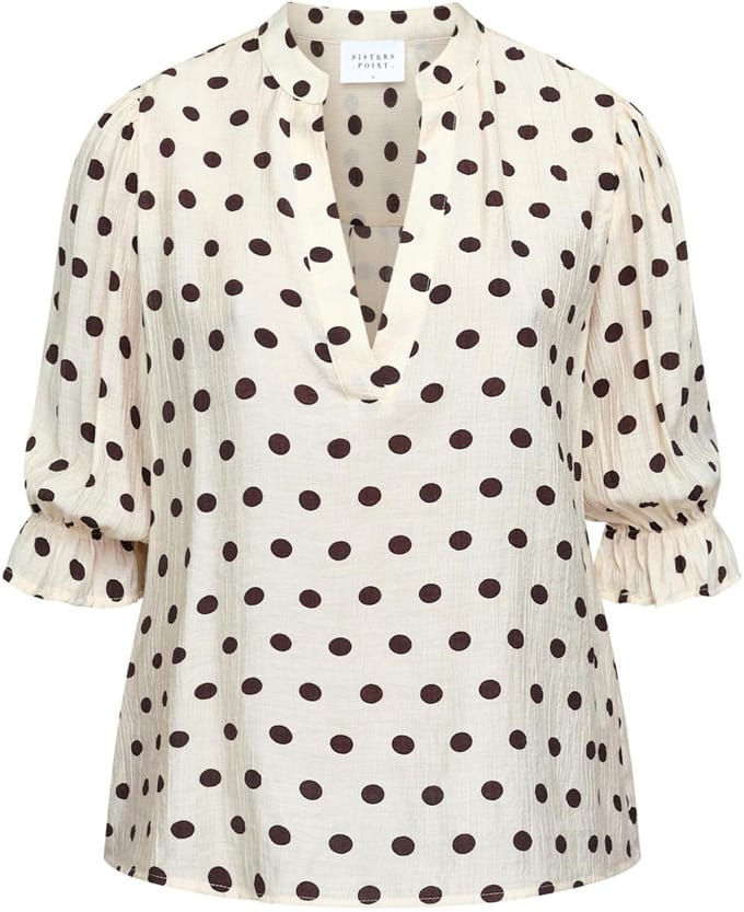 SisterS point Blouse Venny Ss9 19851 Cream/brown Dot Dames Maat - S