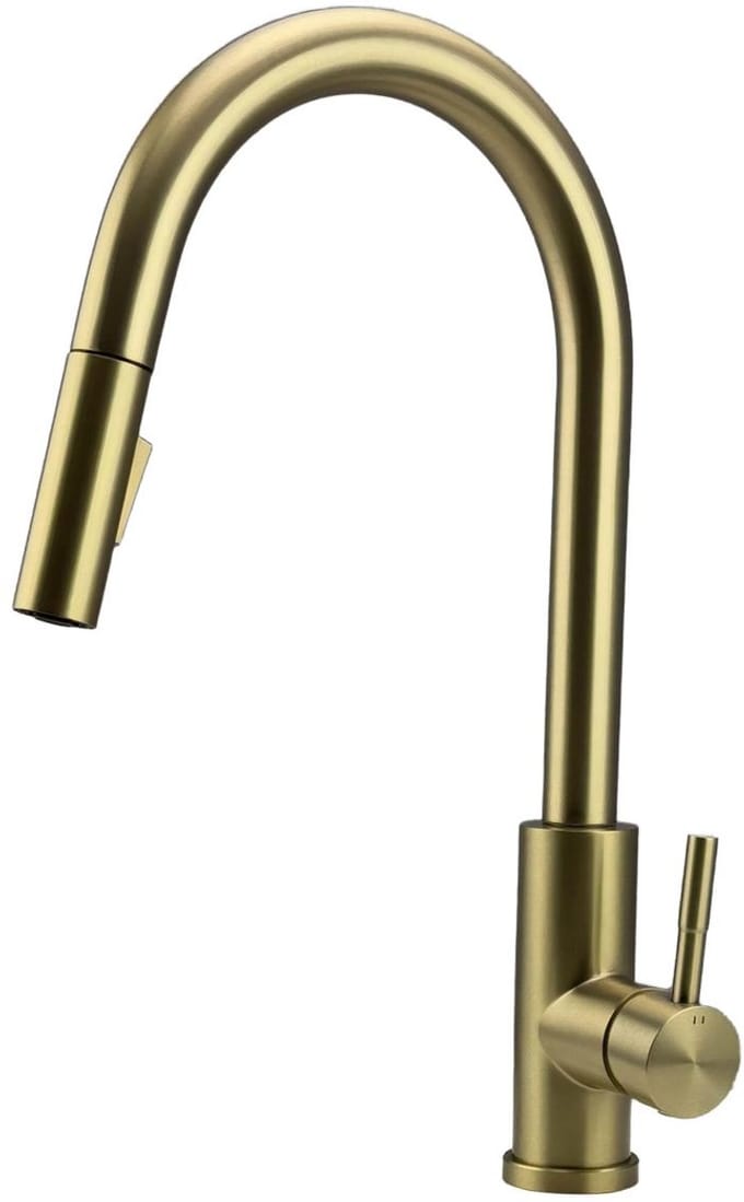 Keukenkraan PVD geborsteld goud met uittrekbare uitloop PS8045-60 Pure.Sink