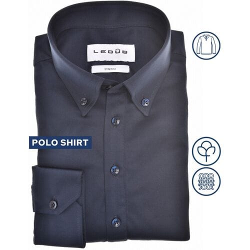 Ledûb Slim Long Sleeve Polo Jersey Cotton Stretch Blauw / male