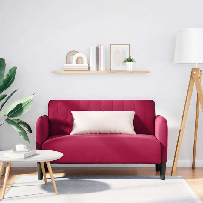 vidaXL - Loveseat - bank - 109 - cm - fluweel - wijnrood