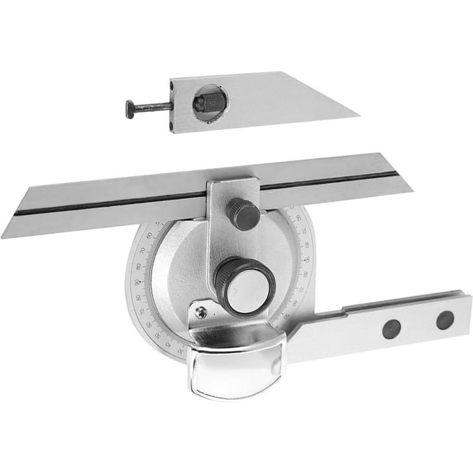 360 Graden Staal Universele Hoekmeter Hoekzoeker Meetliniaal W Met Vergrootglas gray