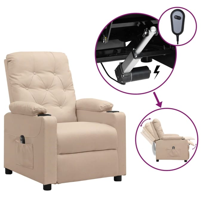 vidaXL - Fauteuil - verstelbaar - elektrisch - stof - crèmekleurig