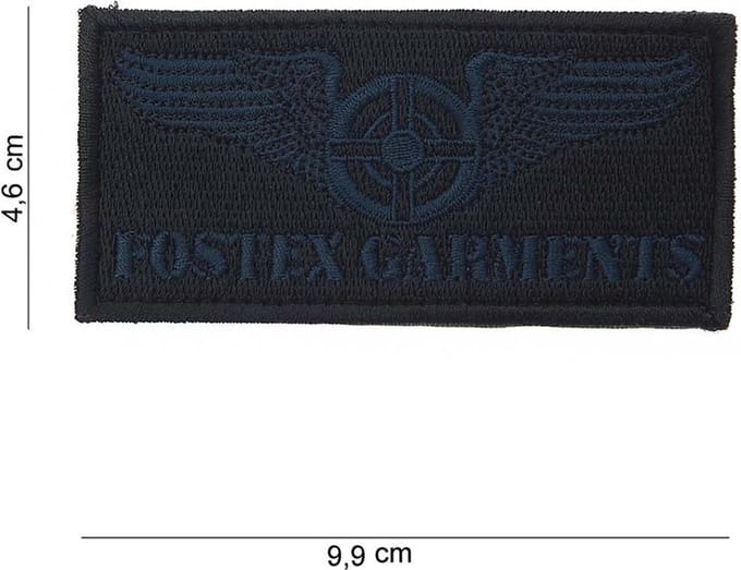 Embleem stof Fostex garments blauw