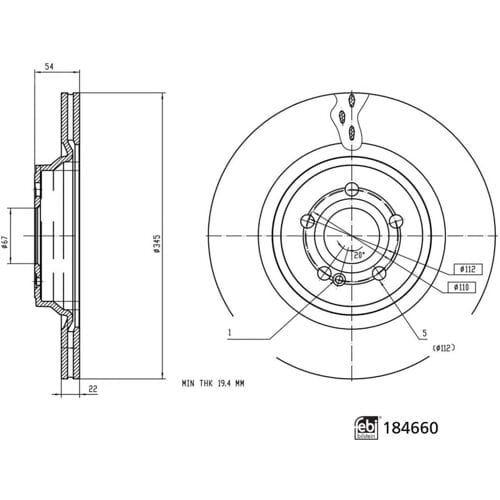 Febi Bilstein Remschijf FEBI 184660, 1 stuk