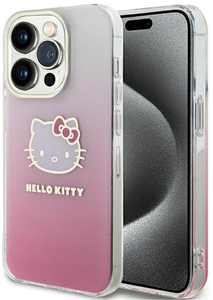 Hello Kitty Serie - iPhone 15 Pro Hoesje - Gradient Electrop - Kitty Hoofd