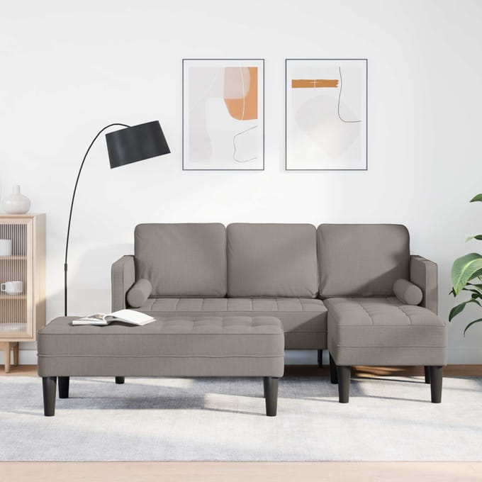 vidaXL - Bankstel - 2 - st - Taupe - Polyester