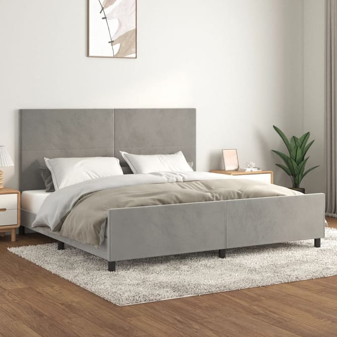 vidaXL - Bedframe - zonder - matras - 200x200 - cm - fluweel - lichtgrijs