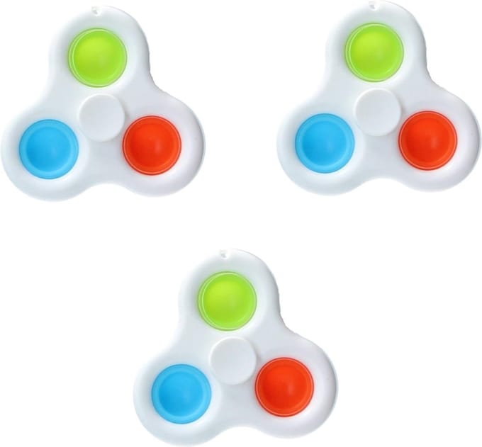 Banzaa Pop it Simple dimple Fidget Spinner ‒ 2 in 1 set 3 stuks ‒ Rage 2021 Wit