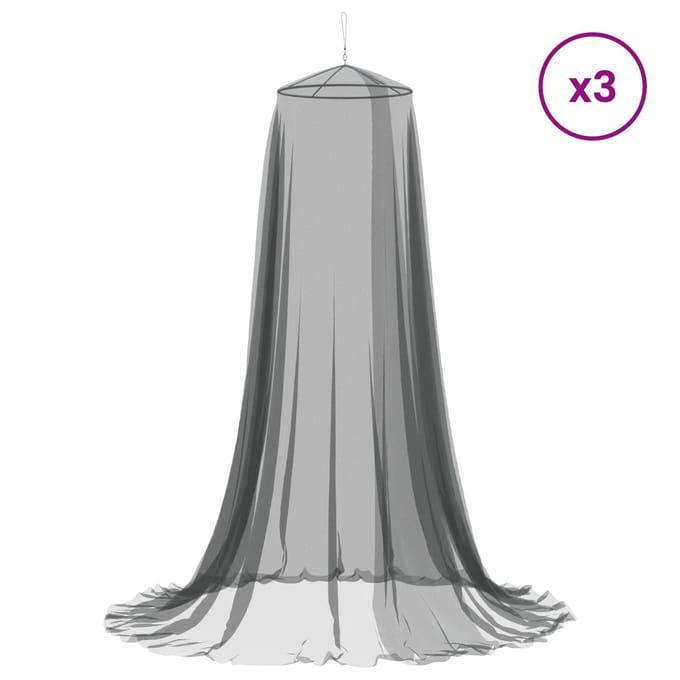 vidaXL - Muggennet - voor - bed - 3 - st - 156 - mesh - Zwart - ⌀56 - x - 220 - cm - Polyester