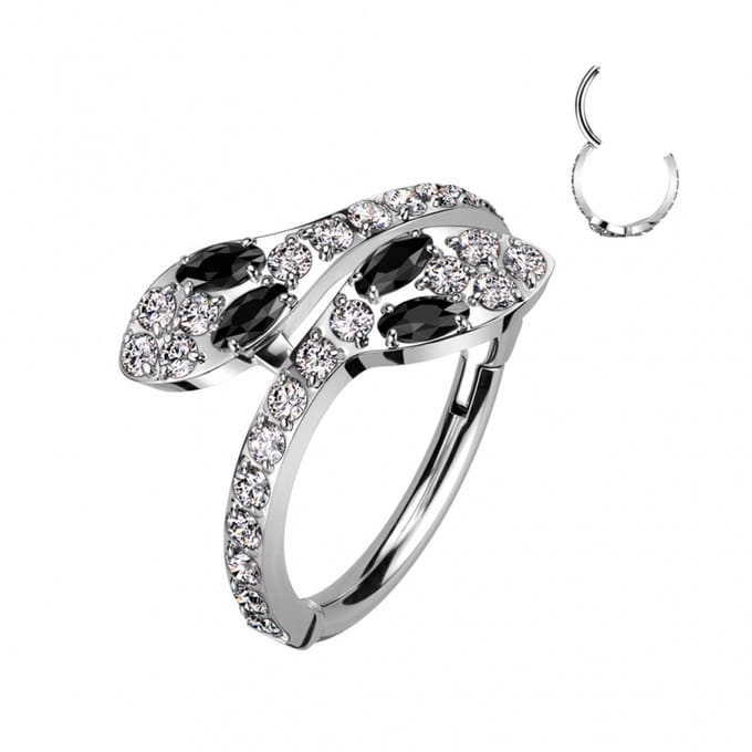 Piercing titanium ring snake 1.2x8 - zilver - LMPiercings