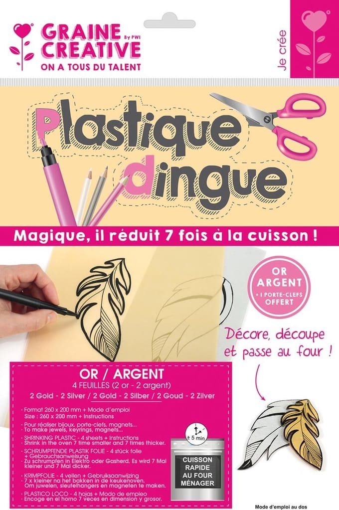 Graine Creative krimpfolie goud zilver A4 knutselset 4 vellen.