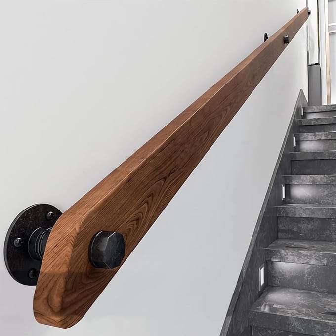 Houten Trapleuning - Veiligheidsgreep Kit - Ouderen Kinderen - Antislip Ontwerp - 300cm Lengte - Bruin