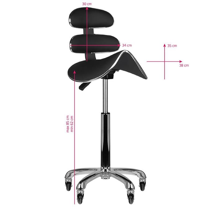 DermaSyis Cosmetische Zadelkruk Roll-Speed Hoog - AM-880 - ZWART
