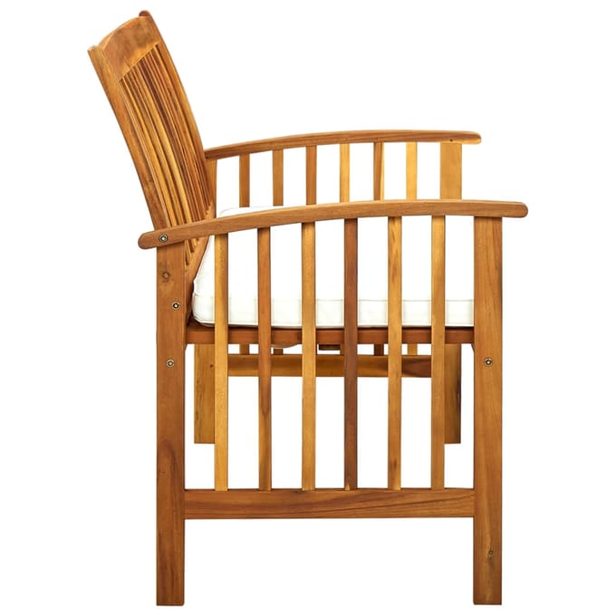 vidaXL - Tuinbank - met - kussen - 119 - cm - massief - acaciahout
