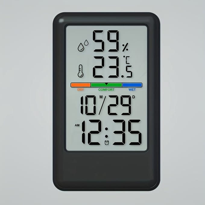 Livé® Zwart Digitale Thermometer Hygrometer – LCD Wekker