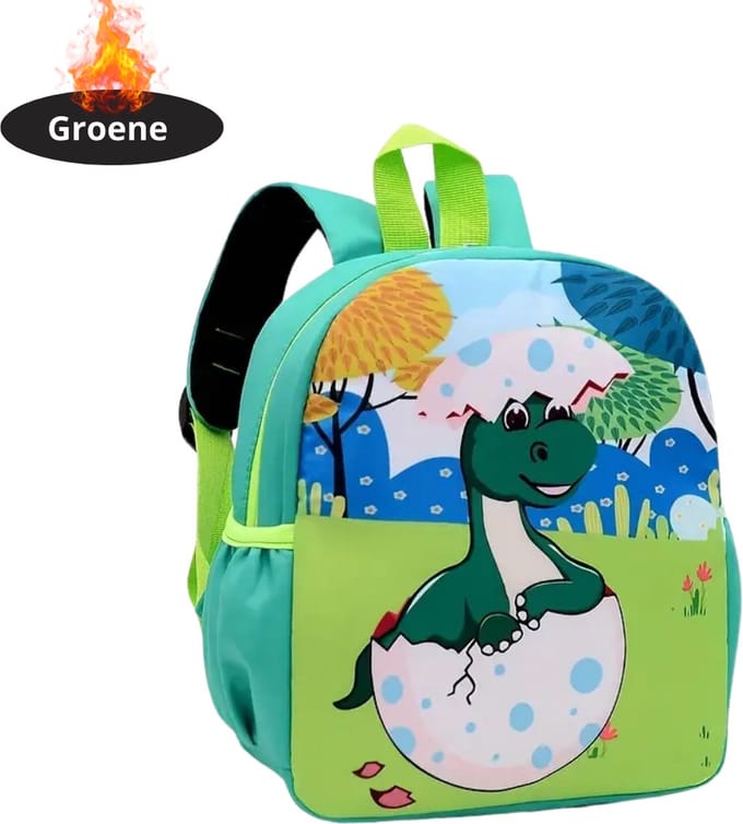 Nivard Rugzak - Meisje - Jongens - Backpack - Schooltas - Laptoptas - Groene Dinosaurus