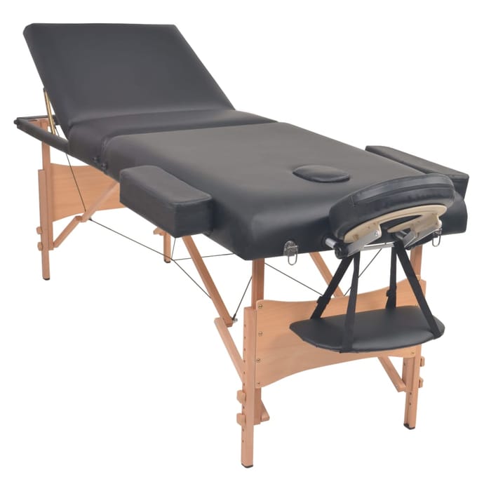 vidaXL - Massagetafel- - en - krukset - inklapbaar - 3 - zones - 10 - cm - dik - wit