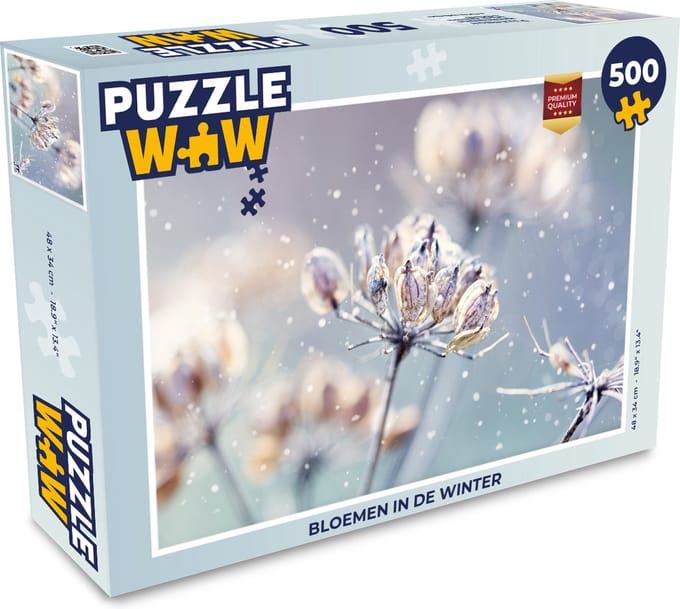 Puzzel Bloemen - Sneeuw - IJs - Winter - Botanisch - Legpuzzel - Puzzel 500 stukjes