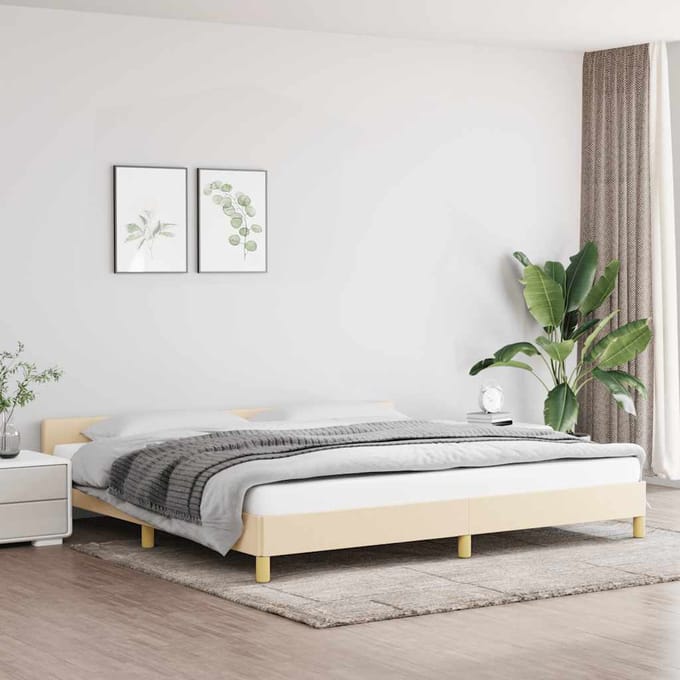 vidaXL - Bedframe - zonder - matras - stof - crèmekleurig - 200x200 - cm