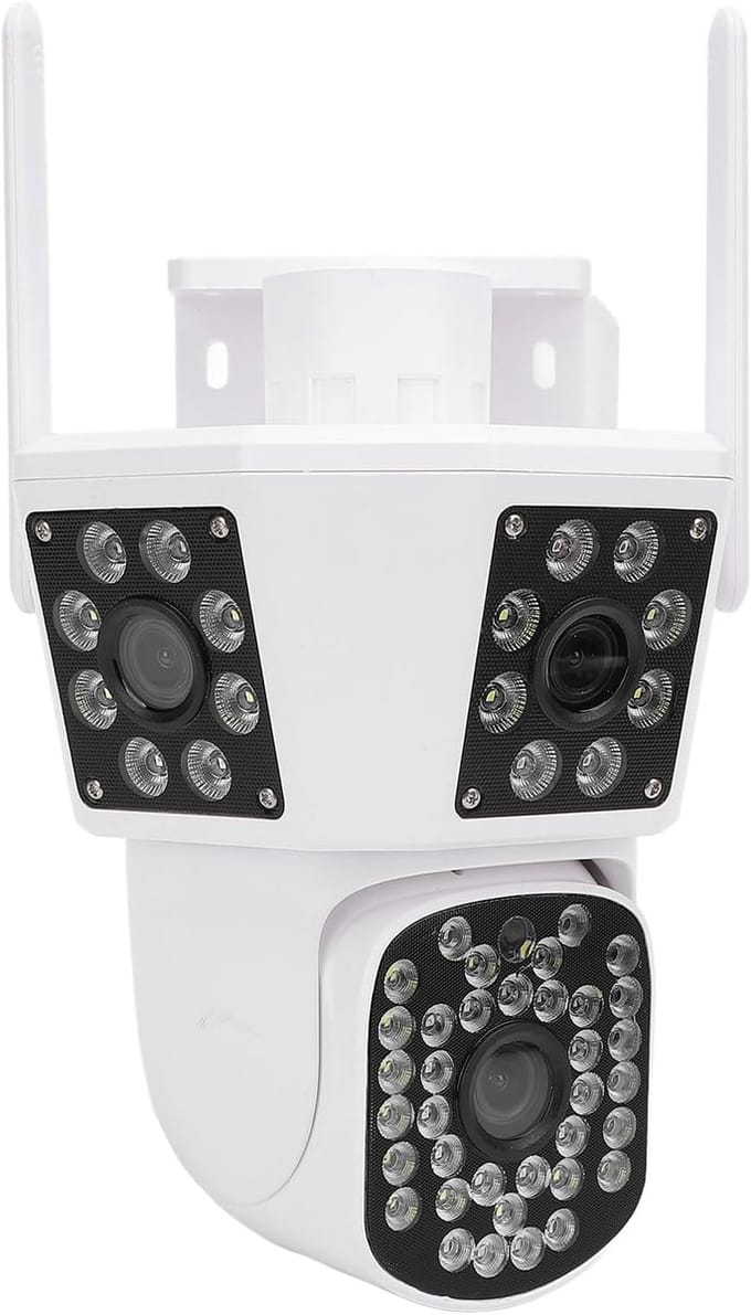 Beveiligingscamera HD - IP Camera Binnen - Huisbewaking Nacht - Drie Lens Technologie - IP55 Waterdicht - Wit