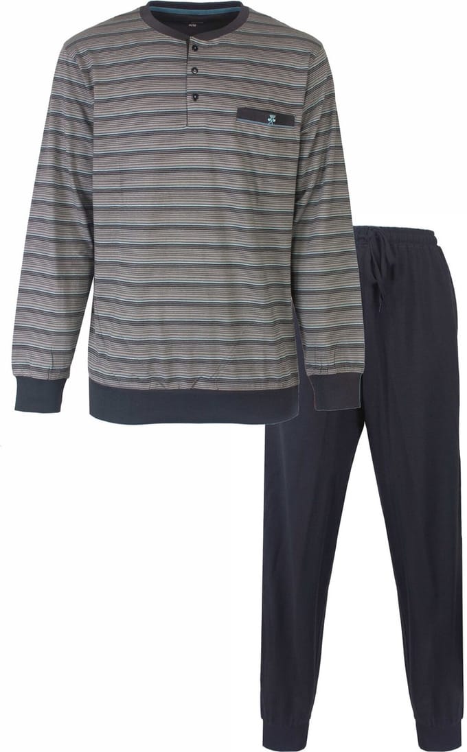 Paul Hopkins Heren Pyjama - Gestreept - Donker Grijs - Maat M