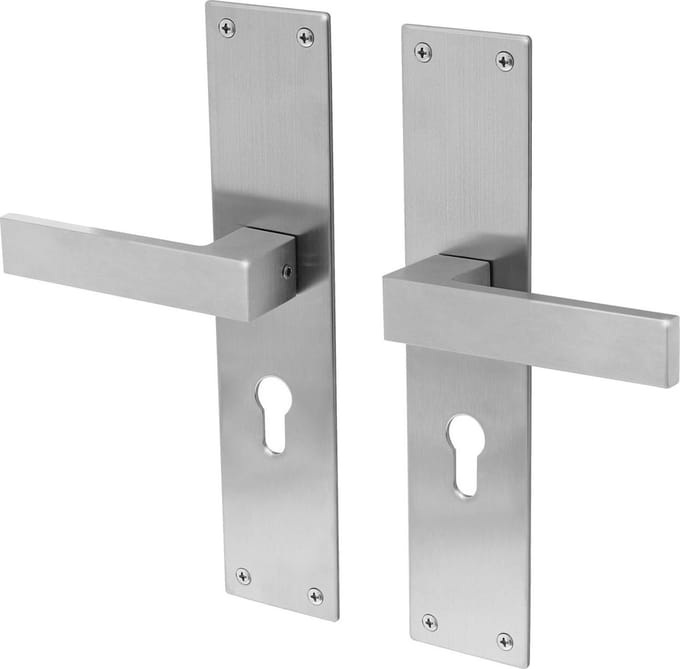 Lavuzo deurkruk Trapini RVS | Deurklink op schild PC55 | Per set | Deurkruk
