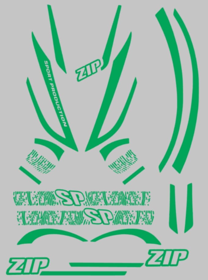 Piaggio Zip Stickerset - H2O 1 Kleur - Groen