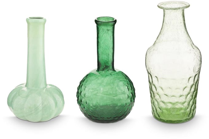 Pip Studio - Bloemenvaas - Woonaccessoires - Groene - Glazen vaas - Set van 3 vazen