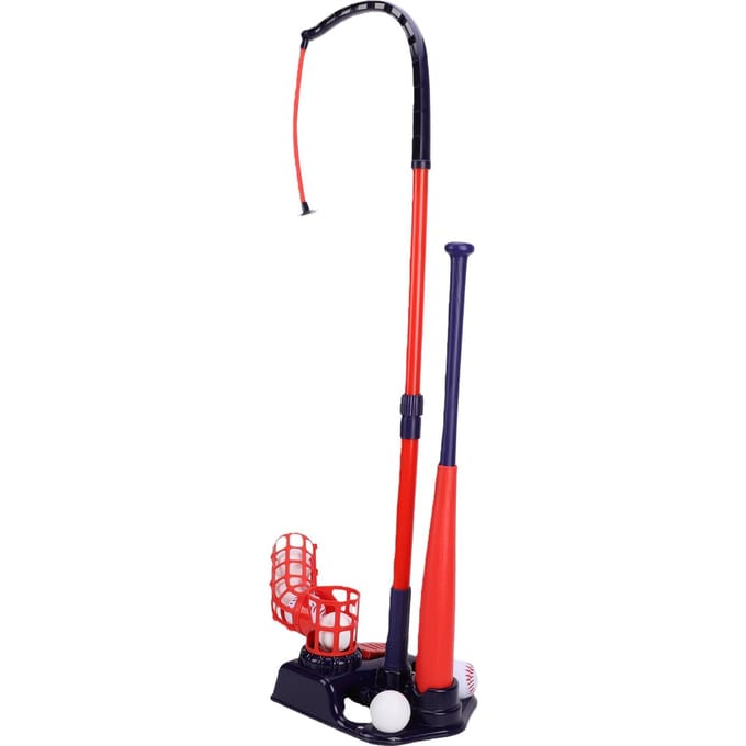 Kinder Honkbal Training Set 3 in 1 Ergonomisch Kindvriendelijk Veelzijdig Kinder Honkbal Trainer Automatische Werper red
