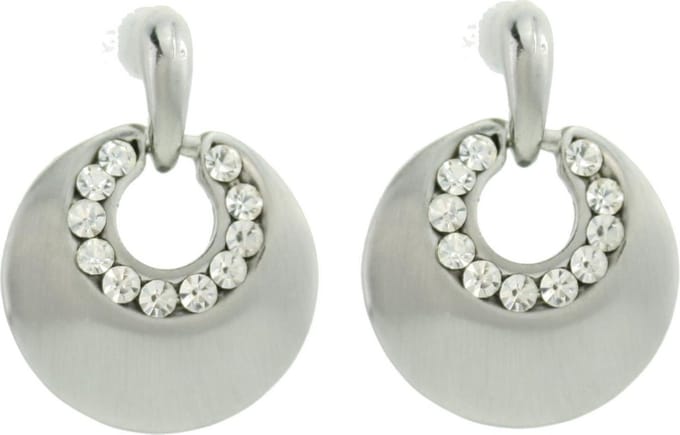 Behave - Oorhangers dames - zilverkleur - kristal - modern chic - 3 cm