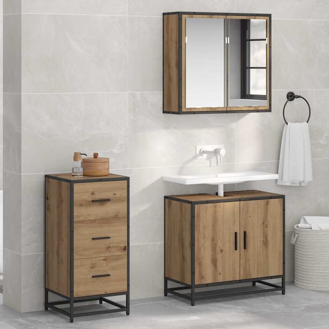 vidaXL - Dressoir - Artisan - Eiken - 35.5 - x - 35 - x - 76 - cm