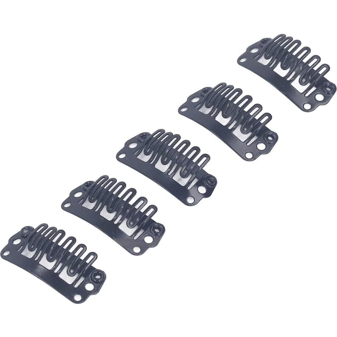100 stuks 2,3 cm U-vormige Pruikclips 6 Kamtanden Roestvrij Staal Zwarte Pruik Accessoires Drukknop Kamclips gray