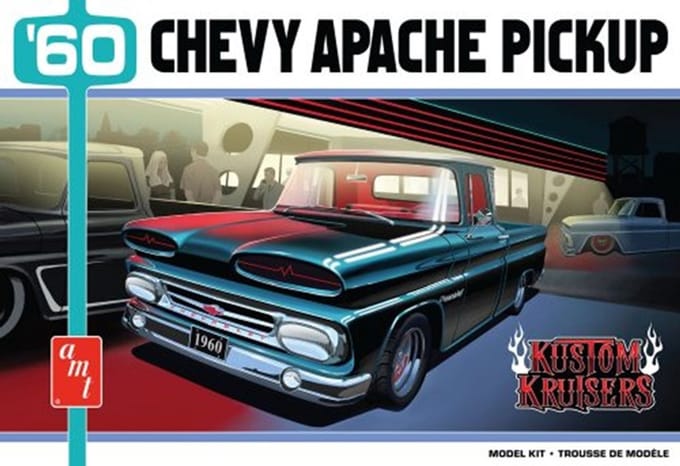 AMT Modelbouwpakket Auto - 1444 Chevrolet '60 Chevy Apache Pickup - Kustom Kruisers - Amerikaanse Auto Plastic - 1:25 - Modelbouw
