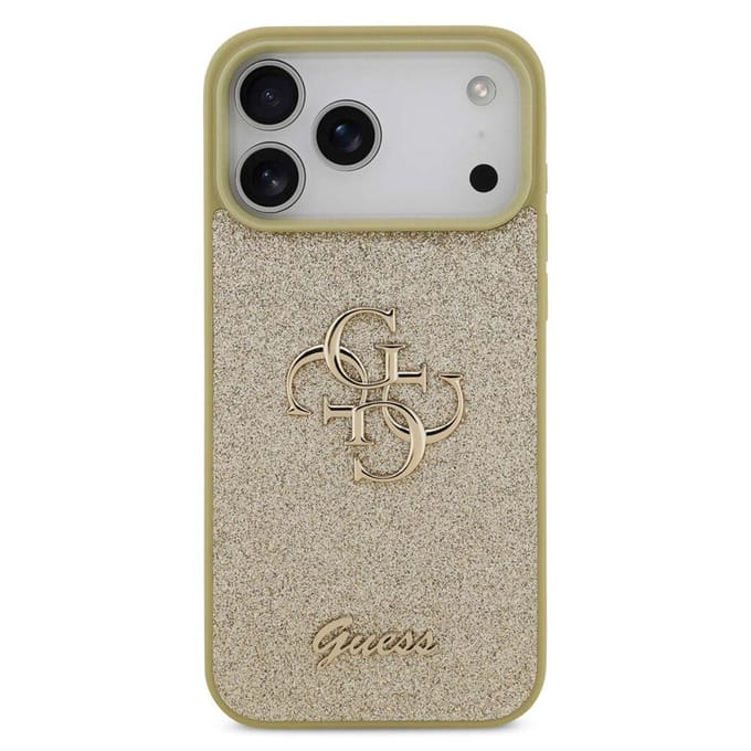 Guess Back Cover - iPhone 17 Pro - Goud - Glittertextuur - Luxe TPU Bescherming