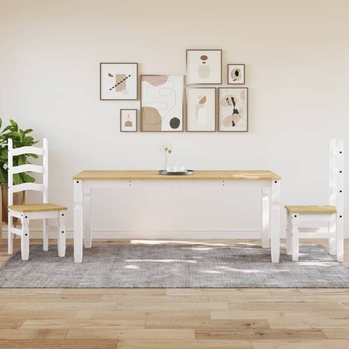 vidaXL - Eettafel - Corona - 180x90x75 - cm - massief - grenenhout - wit
