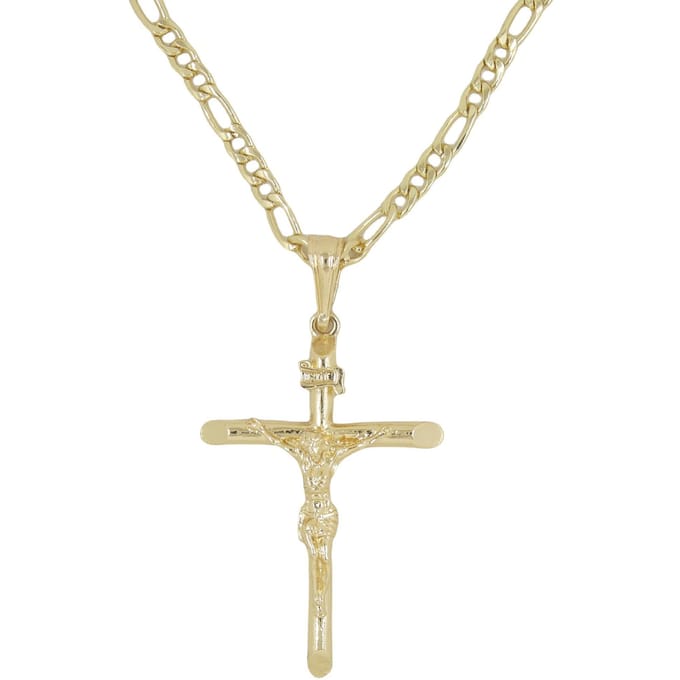 Vergulde ketting Jezus Hanger Kruis ketting beige