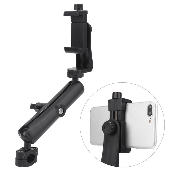 Metalen Motorfiets Camera Houder Stuur Achteruitkijkspiegel Bevestiging voor Actiecamera black