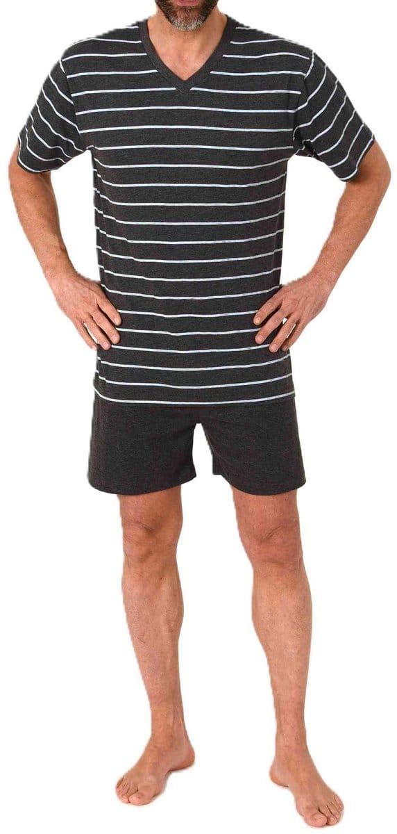 Herenpyjama Shorty met korte mouwen Pyjama in een geweldige gestreepte look