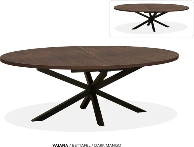 Maxfurn - Ovale uitschuiftafel 200/260 | Zeer krasvast | Kleur: Dark Mango
