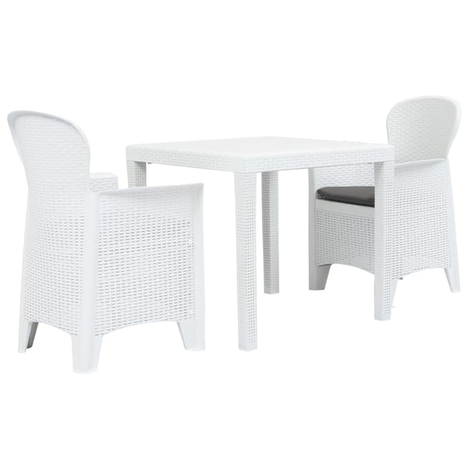 vidaXL - 3-delige - Bistroset - rattan-look - kunststof - wit