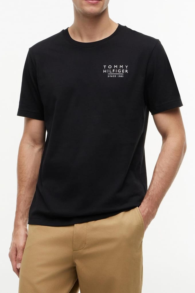 Tommy Hilfiger Americana Back Graphic Black Größe: S | Basic T-Shirts Outlet | Herren | Schwarz