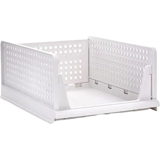 Stapelbare Opbergmand Plastic Groot Open Lade Kledingkast Kledingcontainer voor Slaapkamer Woonkamer white